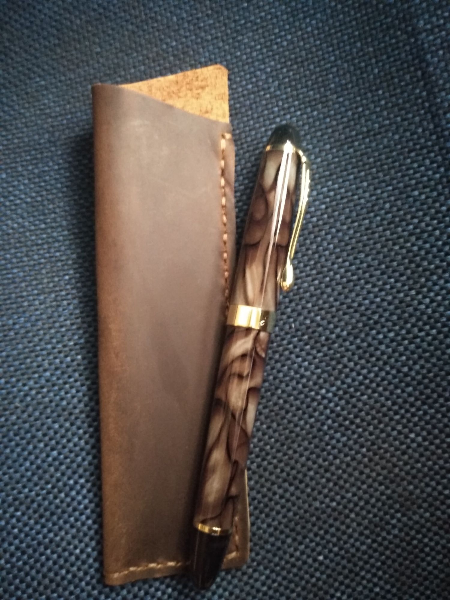 Подарочный набор перьевая ручка - Паркер + кожаный чехол натуральный