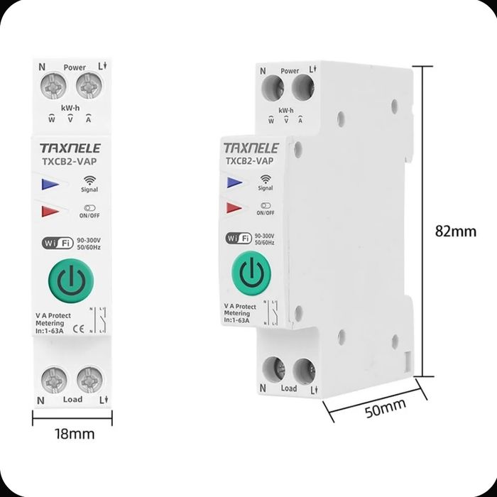 Умный автомат WIFI Tuya с мониторингом и защитой