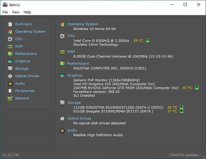 Laptop ASUS X550V 15.6", Intel i5-6300HQ 2.3 GHz, 8 GB DDR4, SSD + HDD