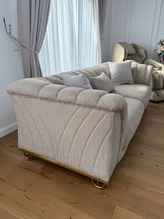 Set Canapele 3-3-2-1 Cappucino cu Auriu