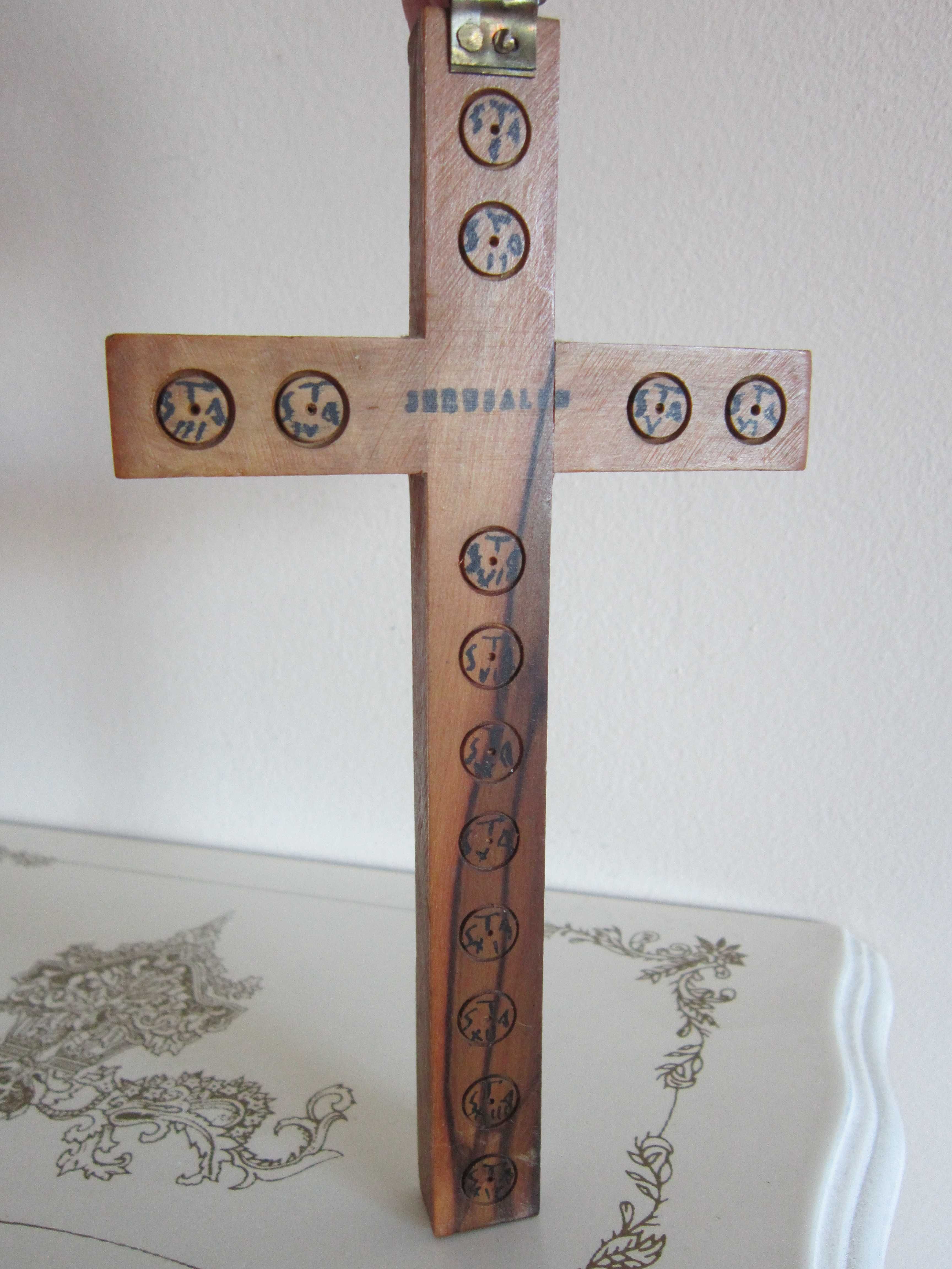 rar Cruce Crucifix Ierusalim 1950 lemn maslin Abalone Mother of pearl