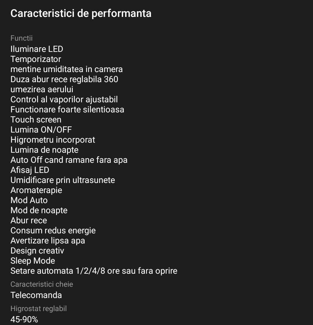 Umidificator cu ultrasunete si AROMATERAPIE - AUTOMATIC, telecomanda