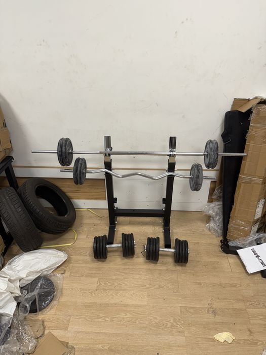 Pachet sala, gantere reglabile, bara haltera+Bara z Cauciucate noi