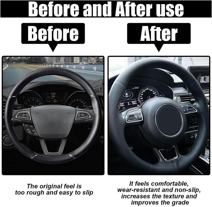 калъф за волан шиещ s 35-37 см от 1 секция естествена кожа черен ...