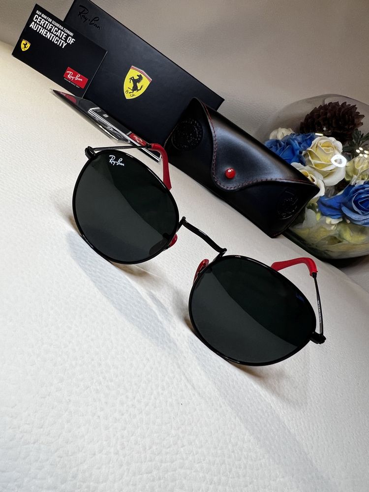 RayBan RB3447 round metal 002/62 Ferrari Collection ochelari de soare