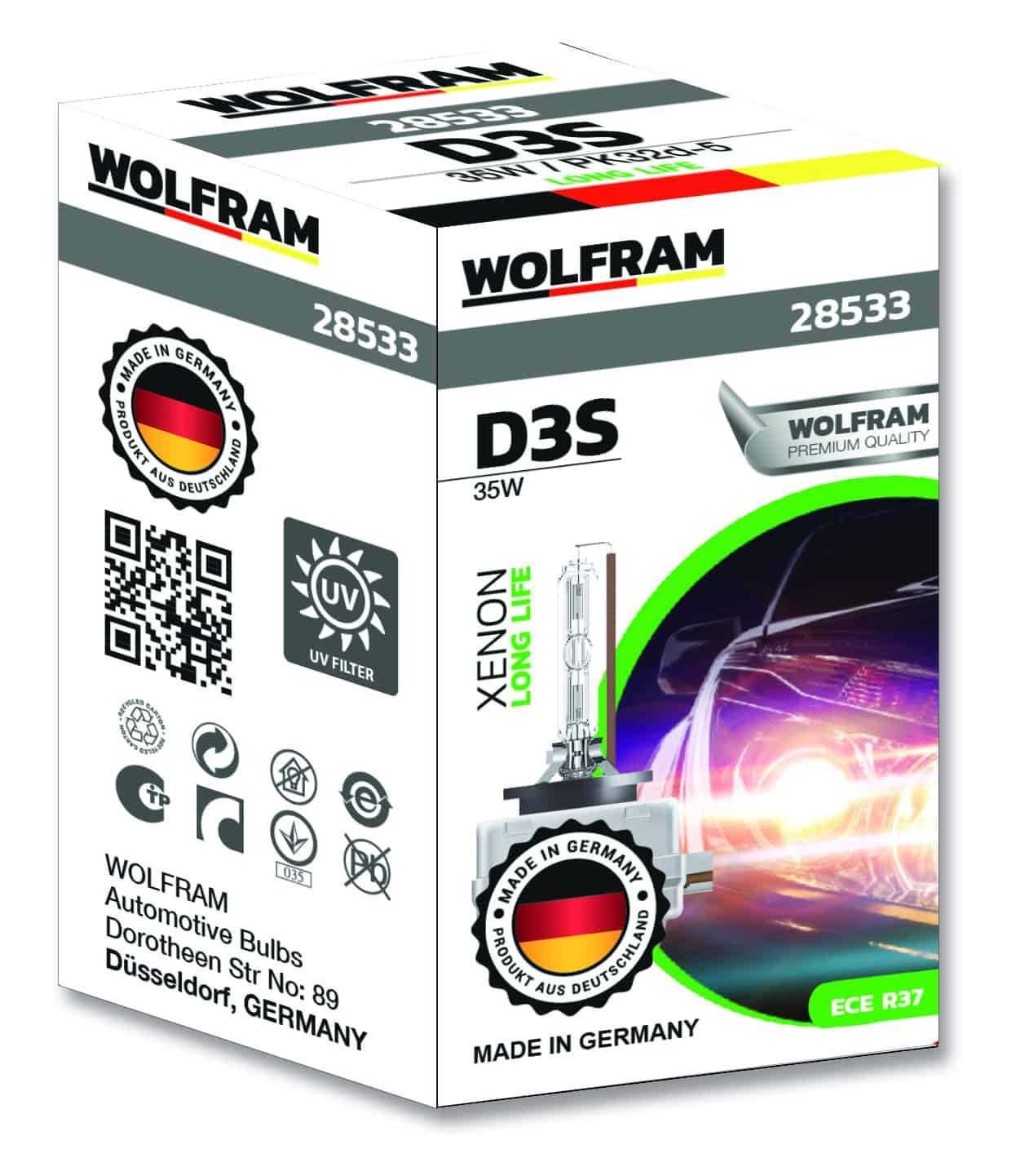 Bec xenon D1S D2S D3S D4S D2R D4R 4300K 6000K WOLFRAM Germany