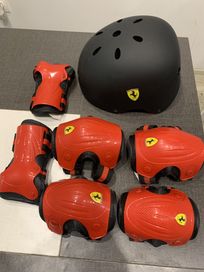 Ferrari (Ферари) каска, налакътници, наколенки и защита на китките