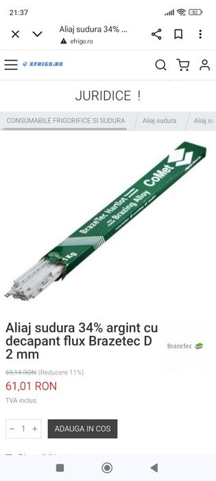 Electrozi sudura aliaj cupru 34% argint