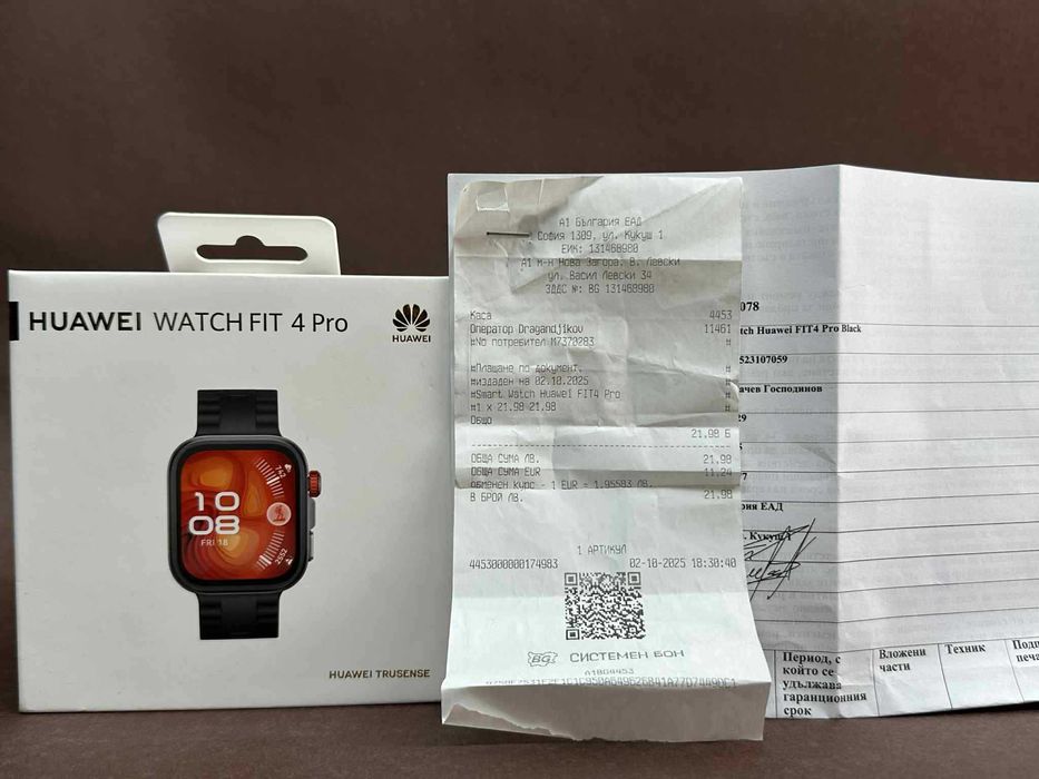 Смарт часовник Huawei Watch FIT 4 Pro Black / Чисто нов / Гаранция-24м