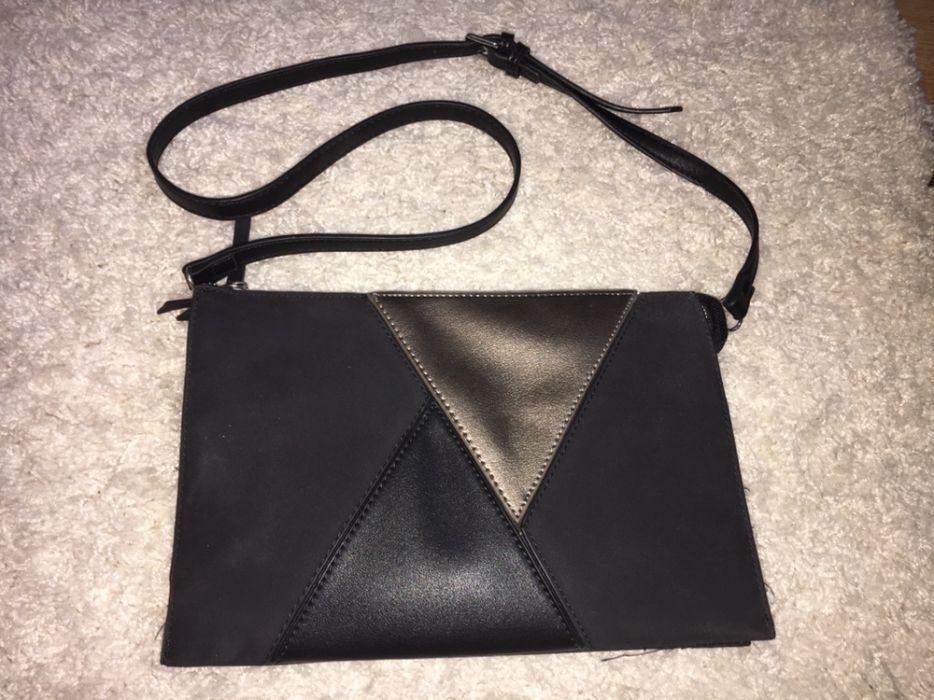 Geanta plic clutch nunta ocazie negru auriu Parfois