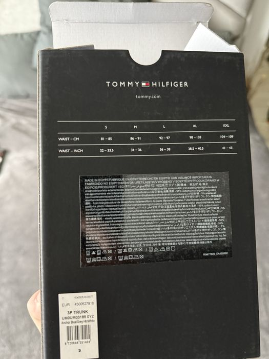 Tommy Hilfiger set 3 boxeri albi-gri-albastru marimea S noi originali