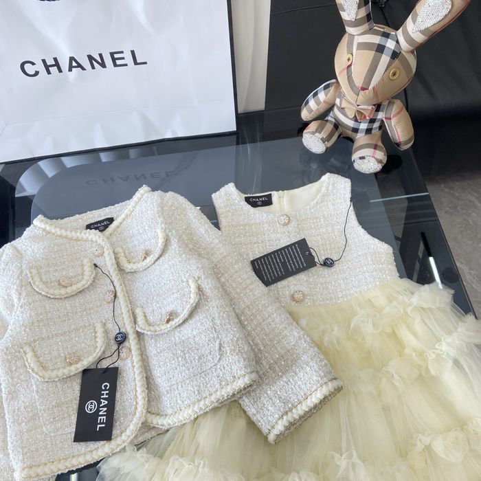 Set de fetiță: rochiță din tulle fin și sacou scurt din tweed ivory