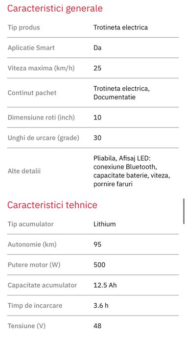 Trotineta electrica MYRIA, 10 inch, pliabila, 90 km autonomie!