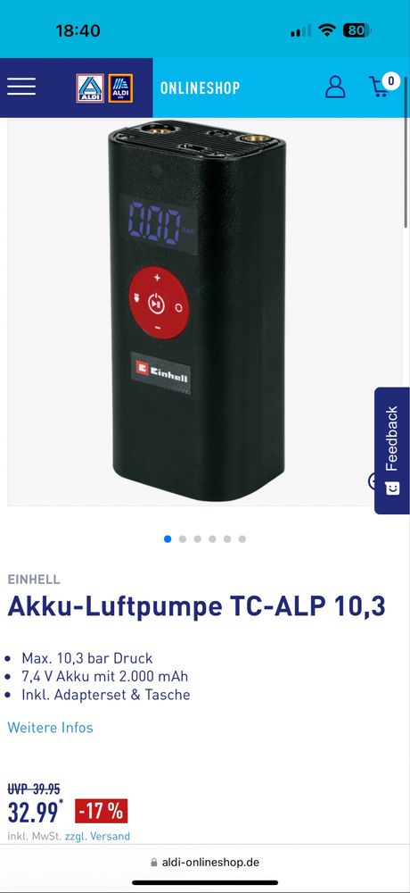 Compresor Einhell auto pe baterie