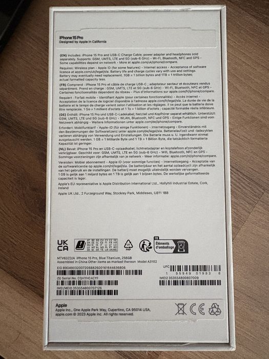 iphone 15 pro 256 gb 0 cicluri Blue Titanium