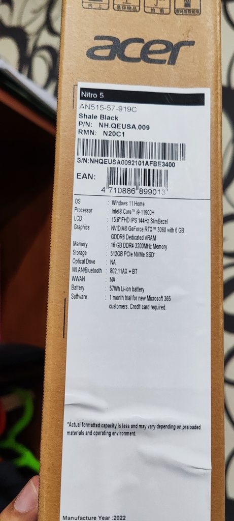 Acer Nitro 5 intel core 9