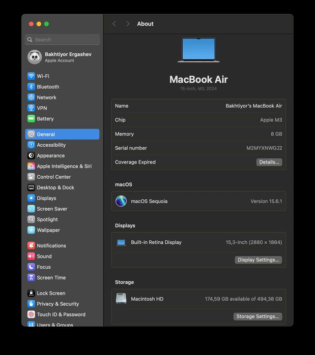MacBook Air 15-inch M3  8/512 Silver