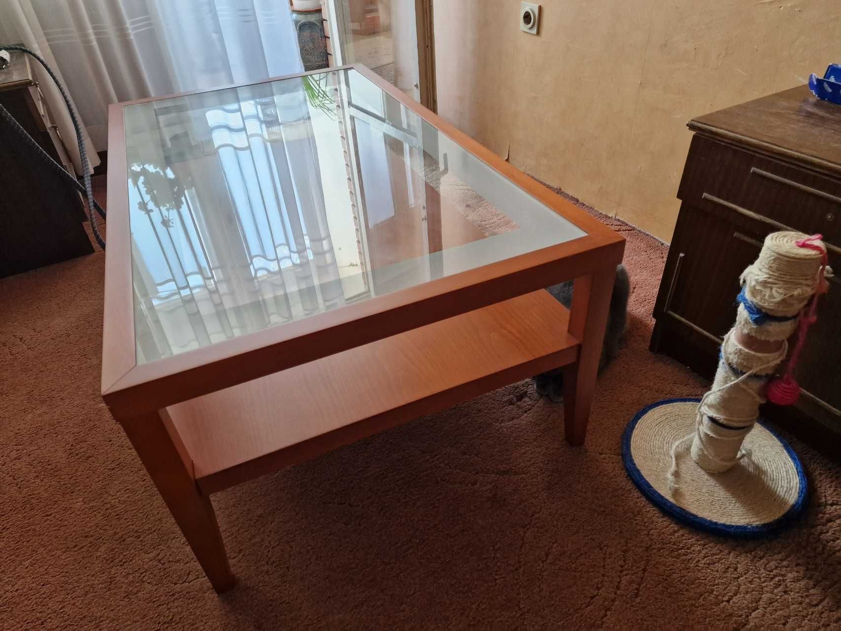 Холна маса със стъклен плот (размери: 120 / 70 / 44.5 см)