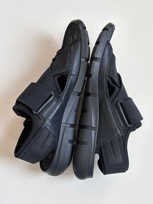 Ecco черни сандали комбинация от текстил и кожа 40номер