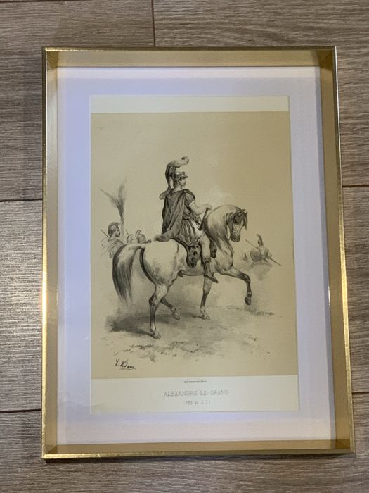 Tablou cu litografie originala 1859 Alexandru cel Mare