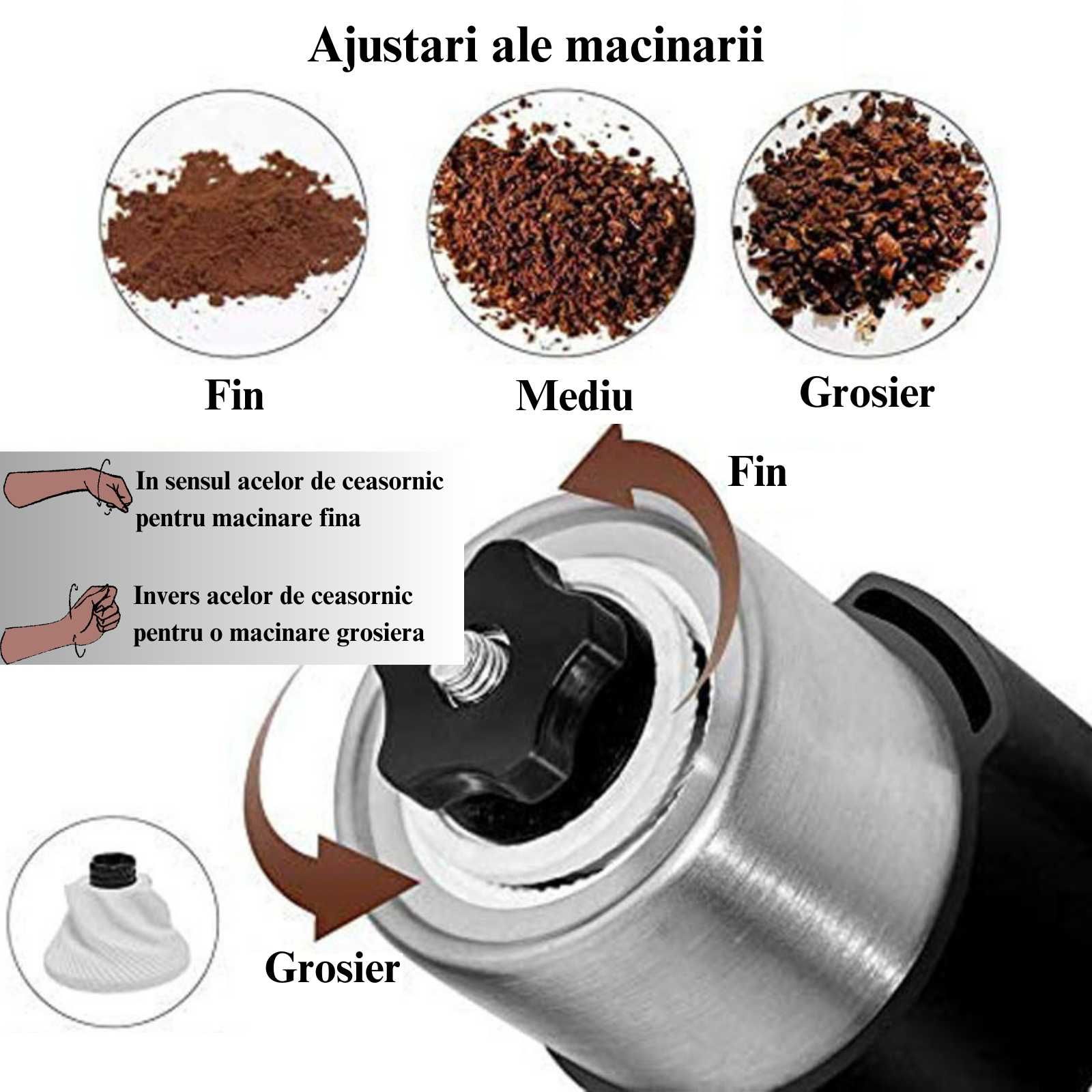 Rasnita de cafea manuala din inox, camping, capacitate 40 gr, travel