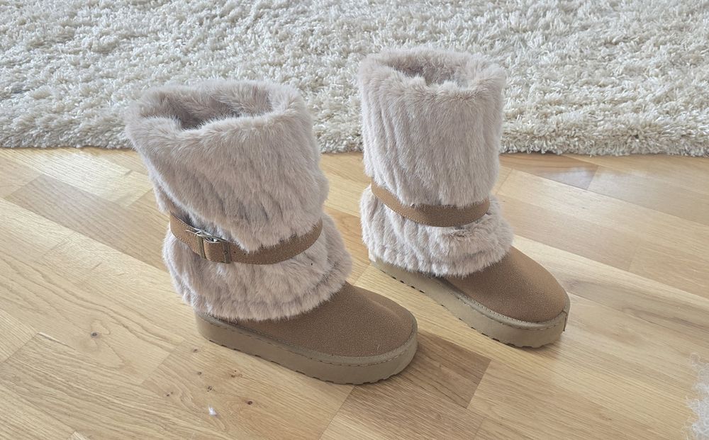 UGG damă noi, îmblănite, culoare Camilă/Maro