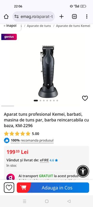 Mașina de tuns + Trimmer  Kemei  KM2296