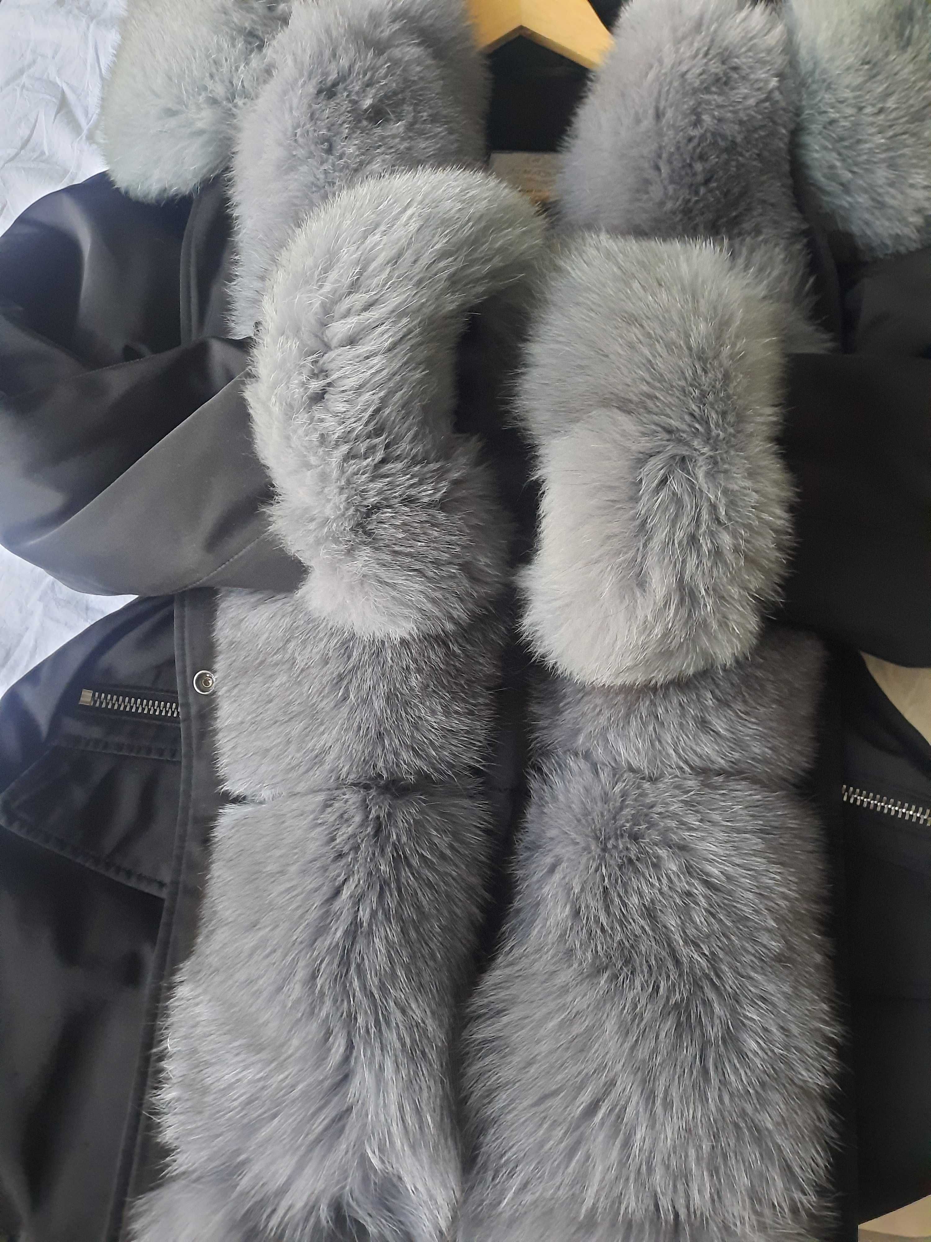 Haina blana naturala geaca parka  impermeabila