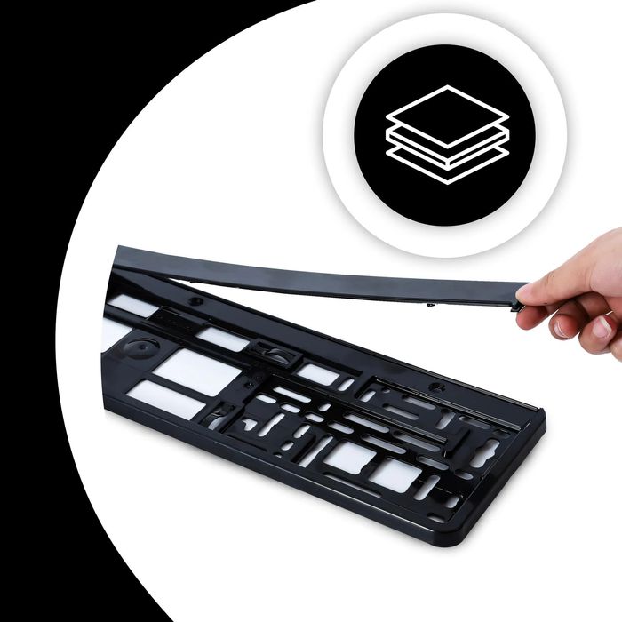 рамка за регистрационен номер широка лайсна 1 брой - черна amio ...