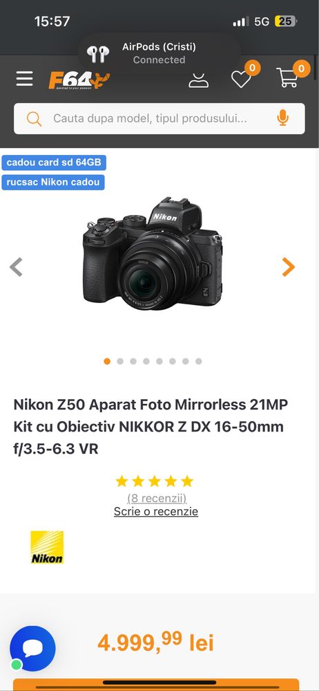 Nikon Z50 mirrorless + obiectiv Nikkor 16-50mm