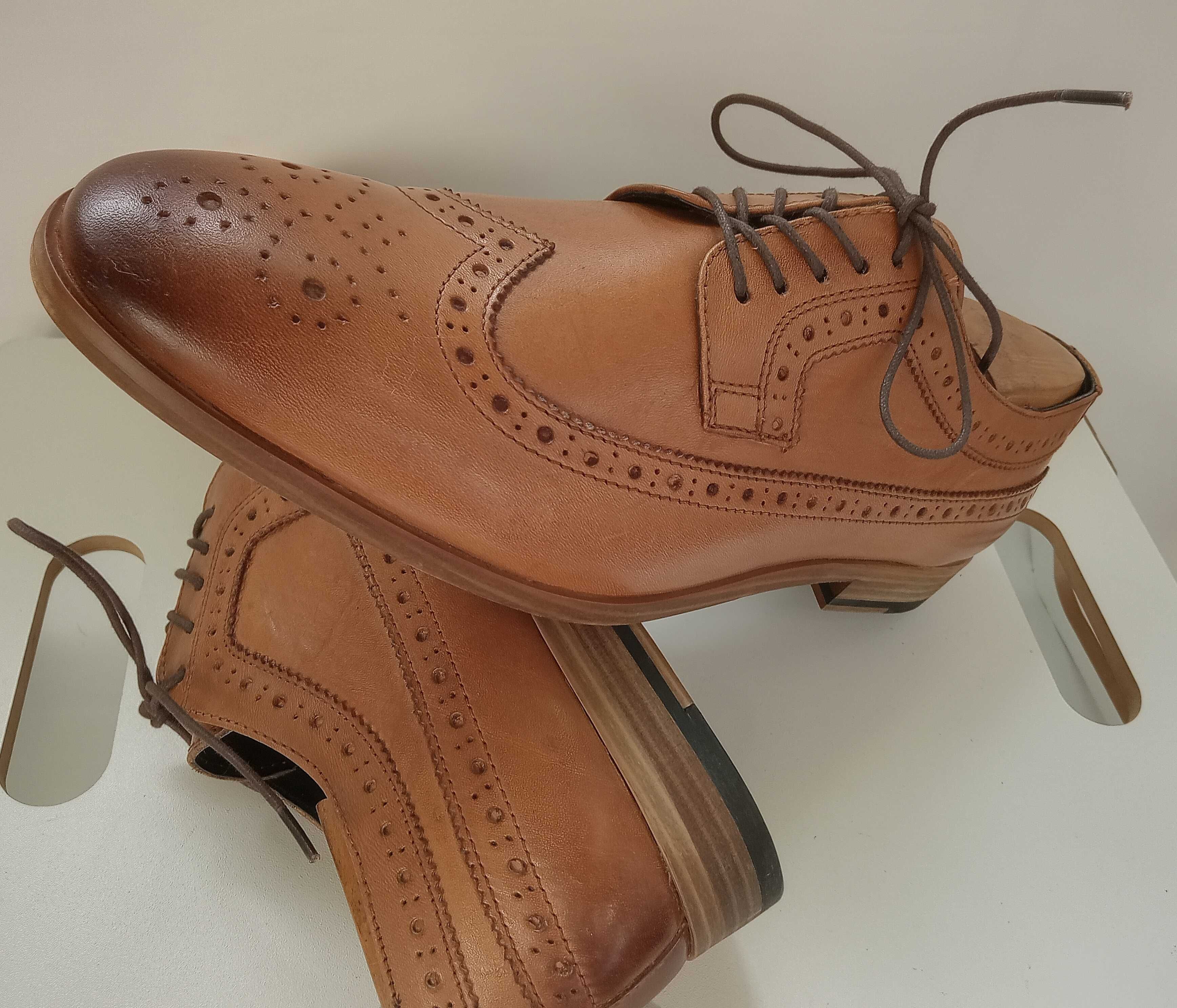 Pantofi derby wingtip premium Topmann 44 piele naturala moale