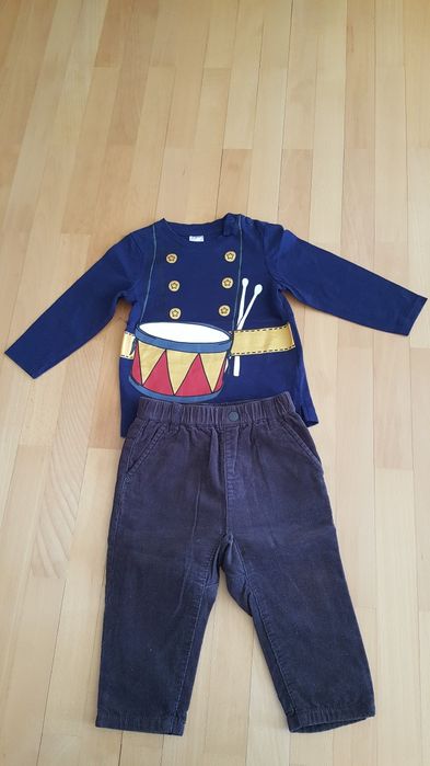 Pantaloni zara si bluza h&m bebe măr 80