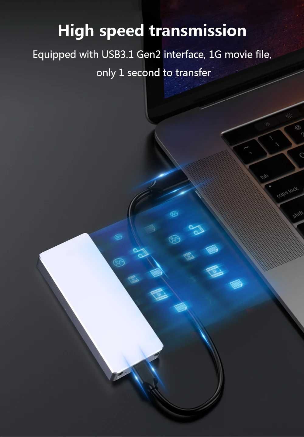 външна кутия за SSD диск 6Gbps NGFF SATA Mobile Disk Case + подарък