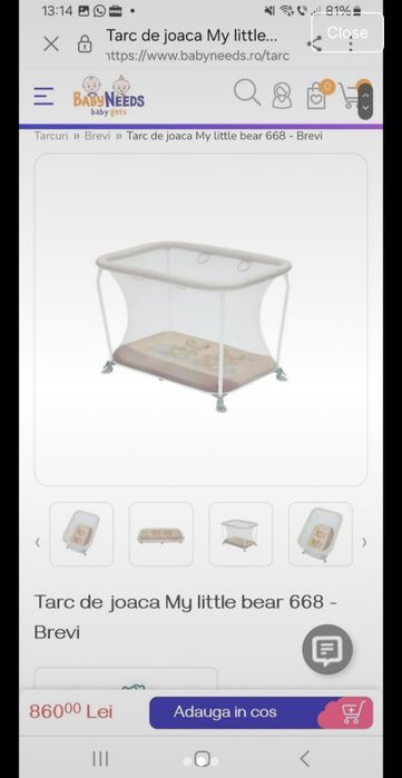 Tarc de joaca pentru bebe BabyNeeds Lusso Orse Beige