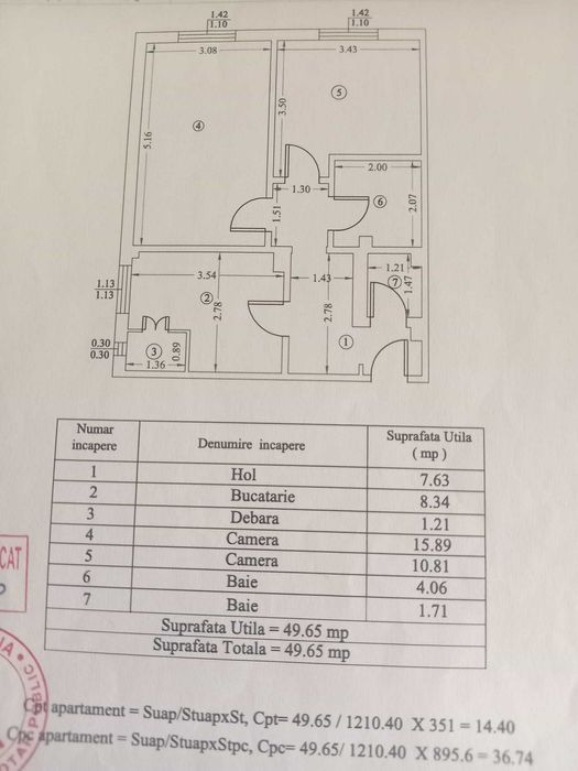 Vânzare apartament 2 camere 50mp – ideal locuință sau cabinet, Roman