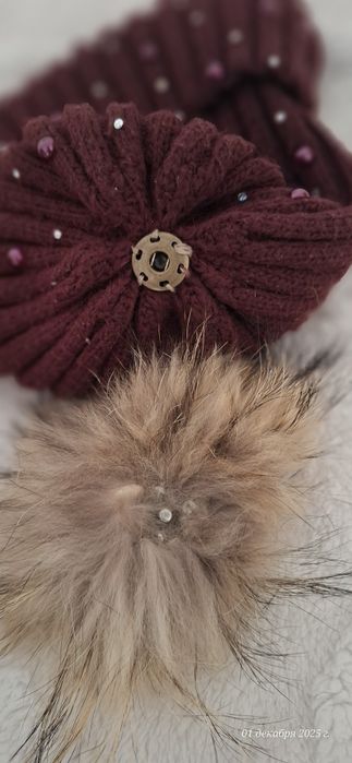 Шапка с натуральным пушком