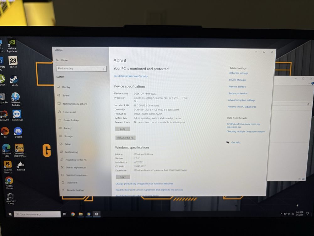 ASUS TUF gaming F17 17.3 inch 16gb 512 nvme
