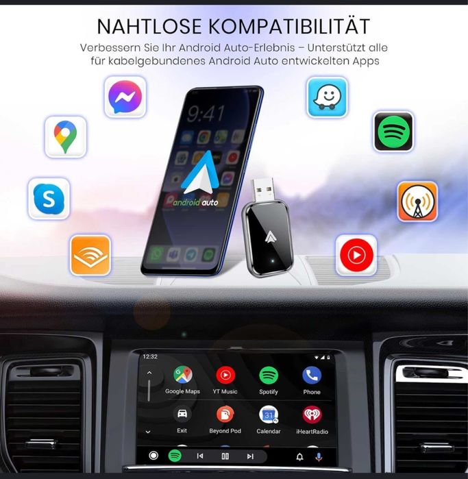 Adaptor auto wireless AIZEO Android / CarPlay iOS iPhone,navigatie