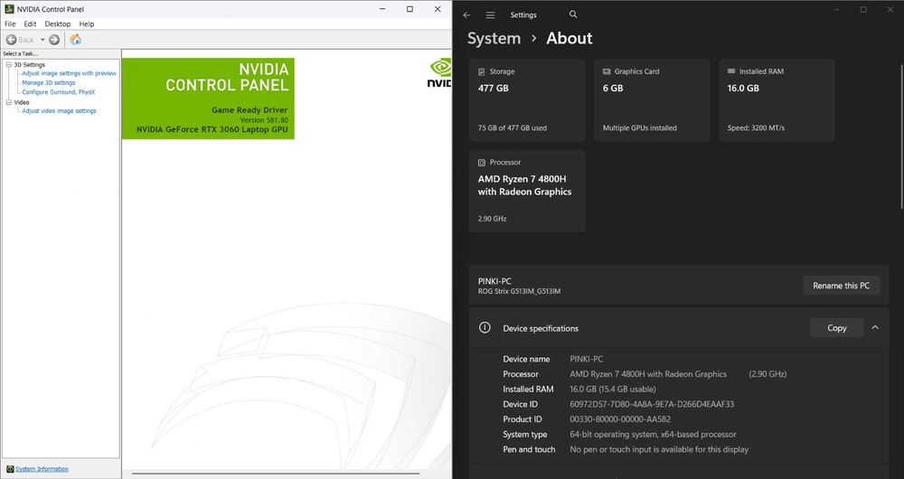 Laptop ASUS ROG Strix G15 G513IM, Ryzen 7 4800H, RTX 3060