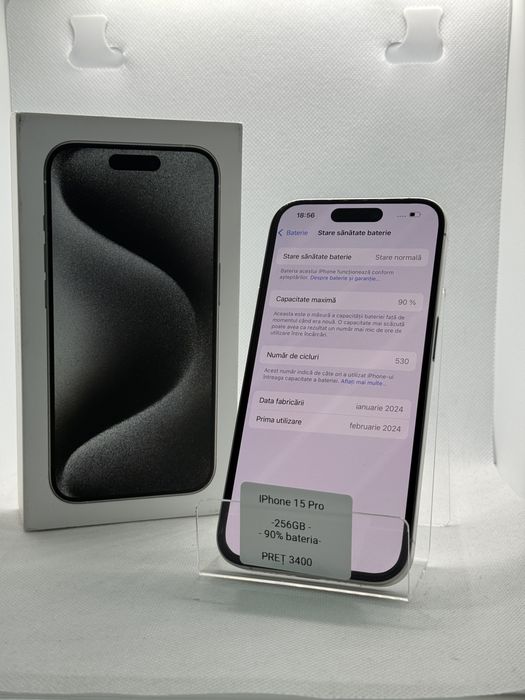 Magazin Vindem: Iphone 15 Pro, 256GB, 90% bateria