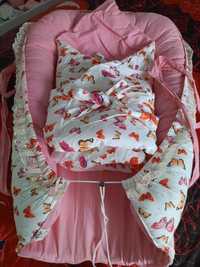 Детская переноска на выписку с оделом   и бантиком, подушка в подарок
