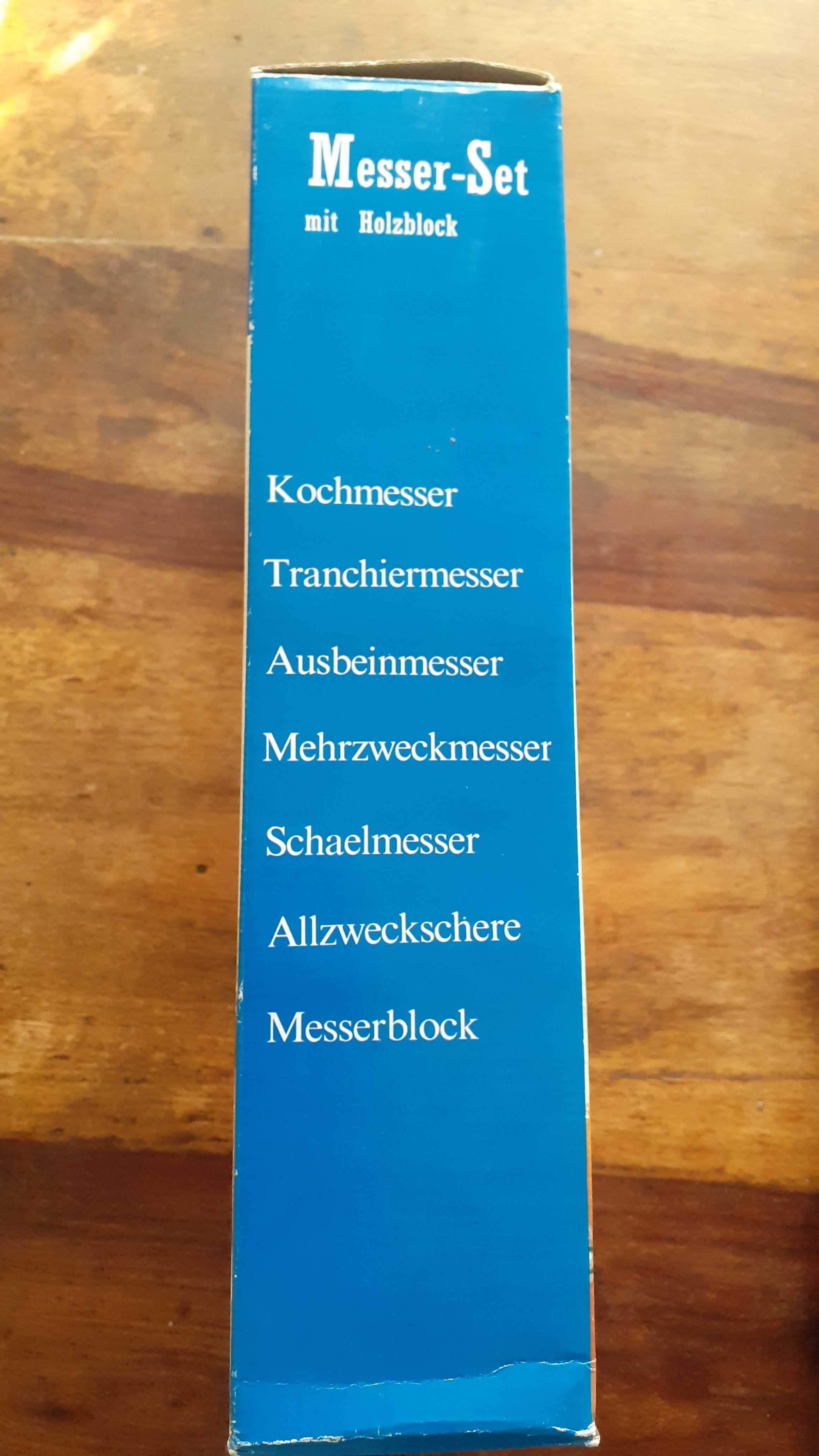 ножове комплект на дървена стойка Германия, внос 2001 година, 5 броя