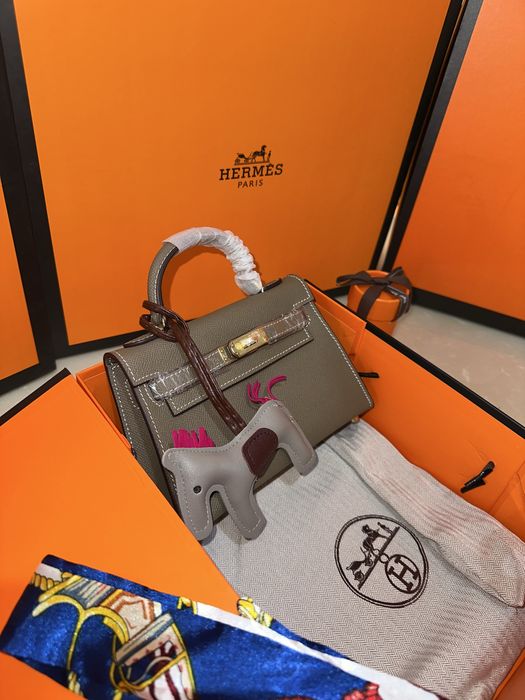 Geanta Hermes Kelly 19cm Gri