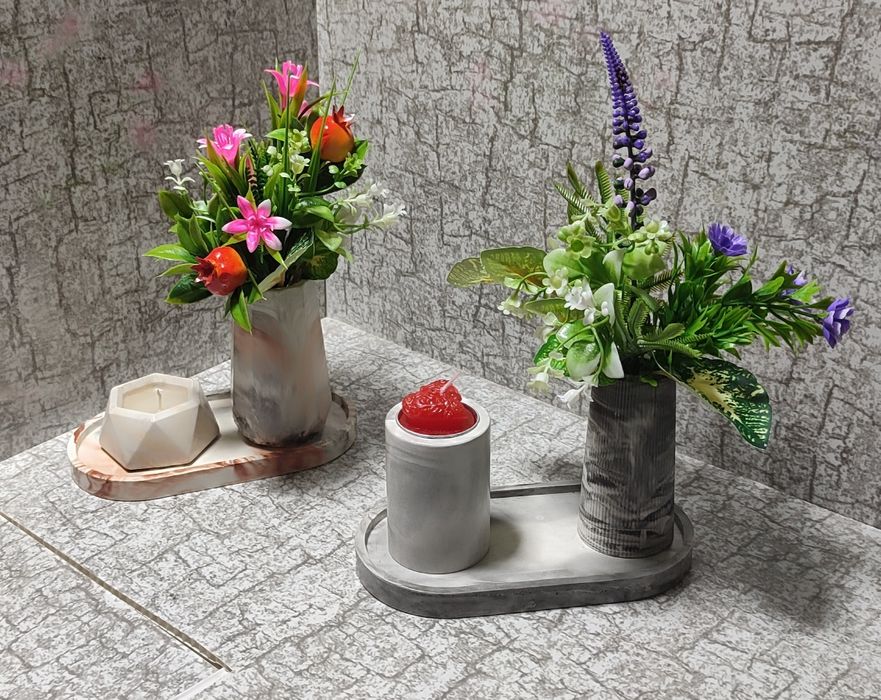 Идеальный подарок для дома — ваза из гипса с цветами без ухода