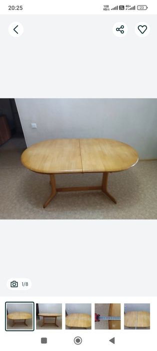 Обеденный стол и 6 стульев из натурального дерева