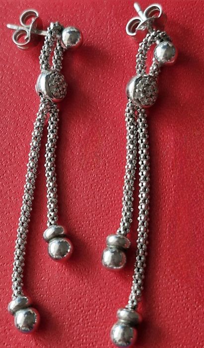 Серебряные серьги-гвоздики с подвеской (4 грамма)