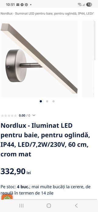 Lumina led nordlux baie