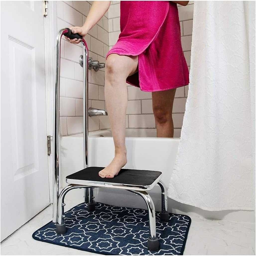 Scaun treapta cu maner, antialunecare, 136 kg |WNK 919102 Negru