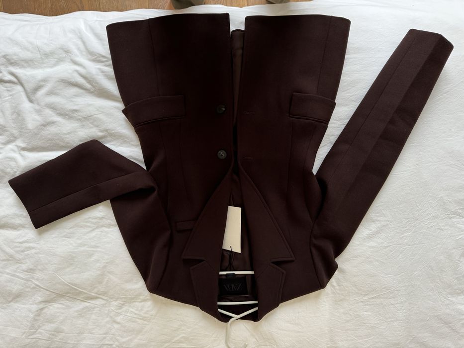 Zara Hourglass Blazer Burgundy