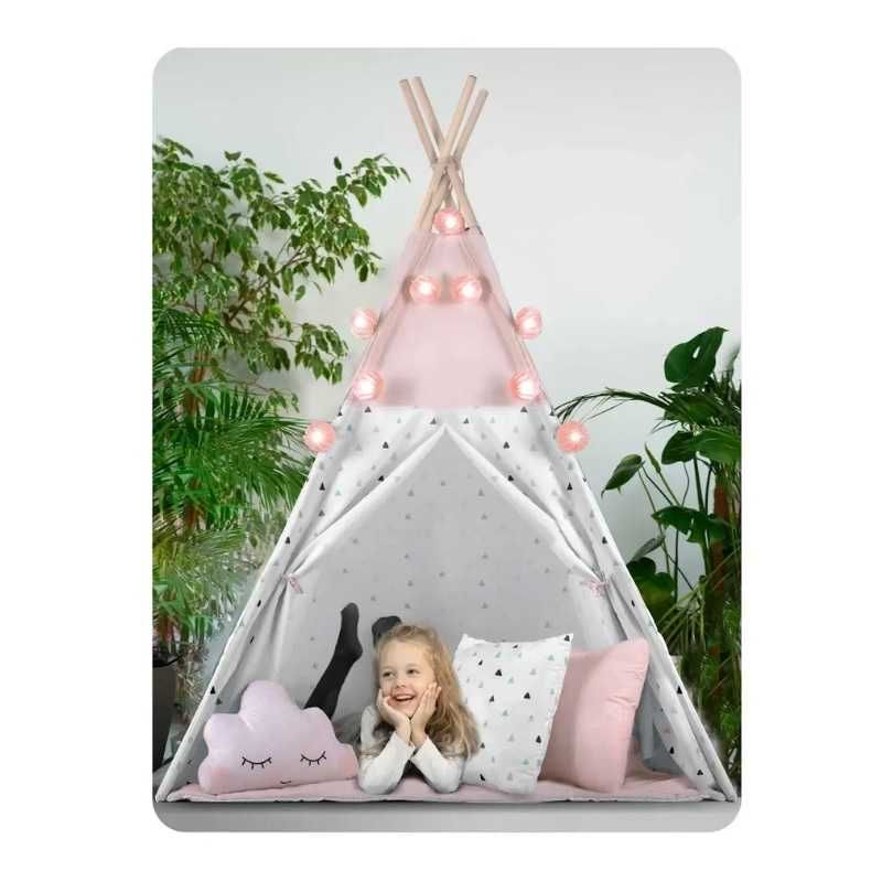 Палатка за Игра Типи със светлини в розово